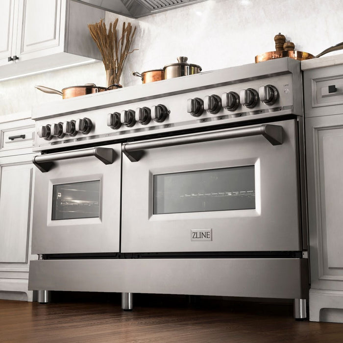 ZLINE 60" Dual Fuel Range In Stainless Steel, Brass Burners, RA-BR-60