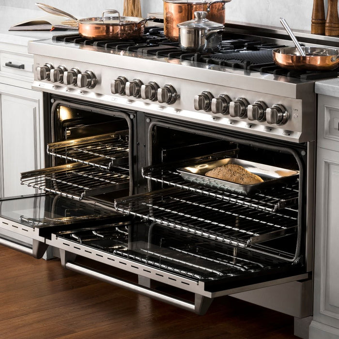 ZLINE 60" Dual Fuel Range In Stainless Steel, Brass Burners, RA-BR-60