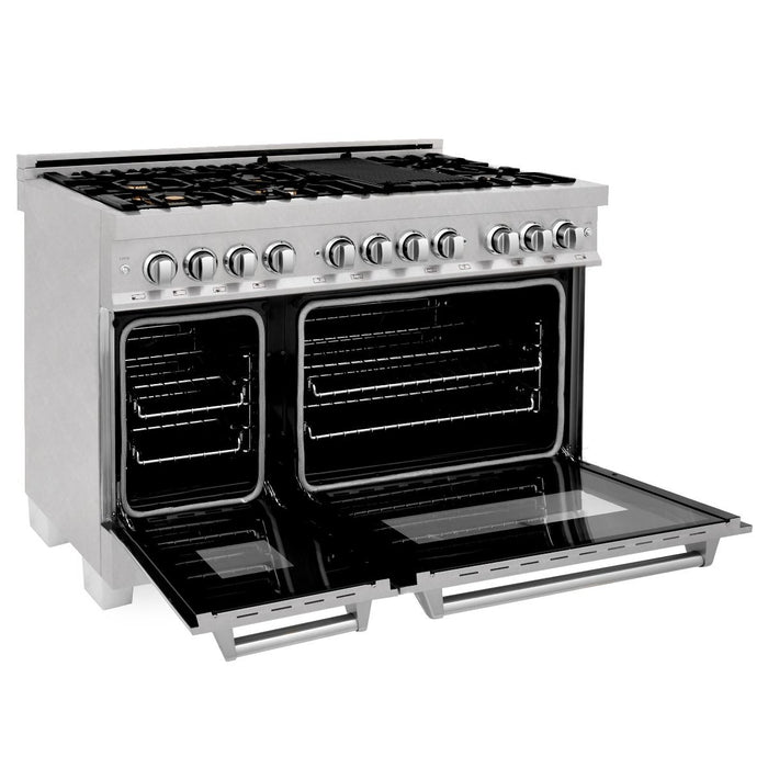 ZLINE 60" Dual Fuel Range, Snow Stainless, Brass Burners, RAS-SN-BR-60