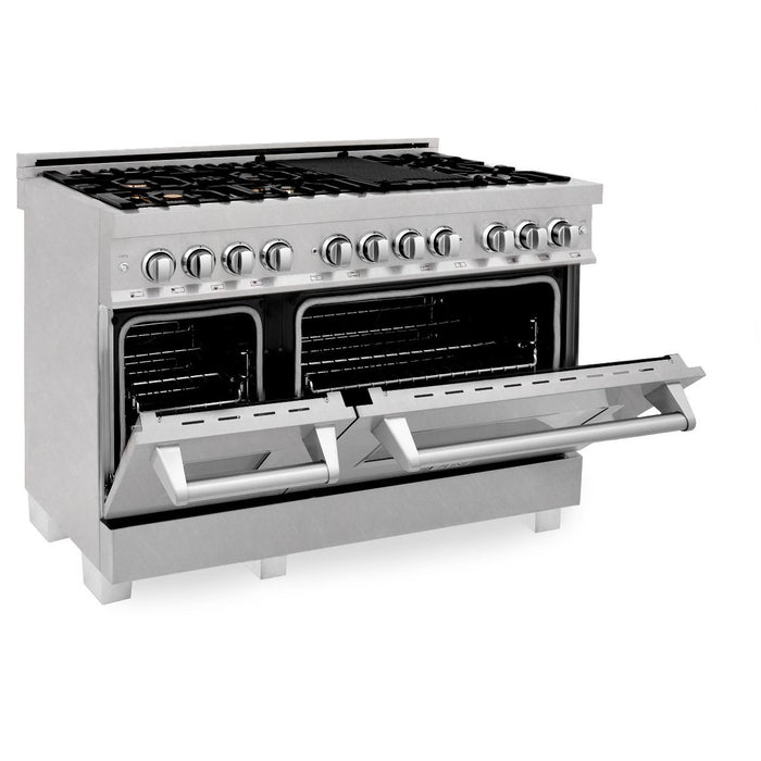 ZLINE 60" Dual Fuel Range, Snow Stainless, Brass Burners, RAS-SN-BR-60