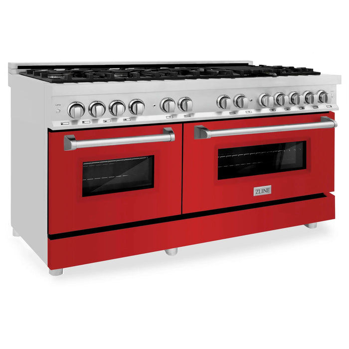 ZLINE 60" Professional Dual Fuel Range with Red Gloss Door, RA-RG-60