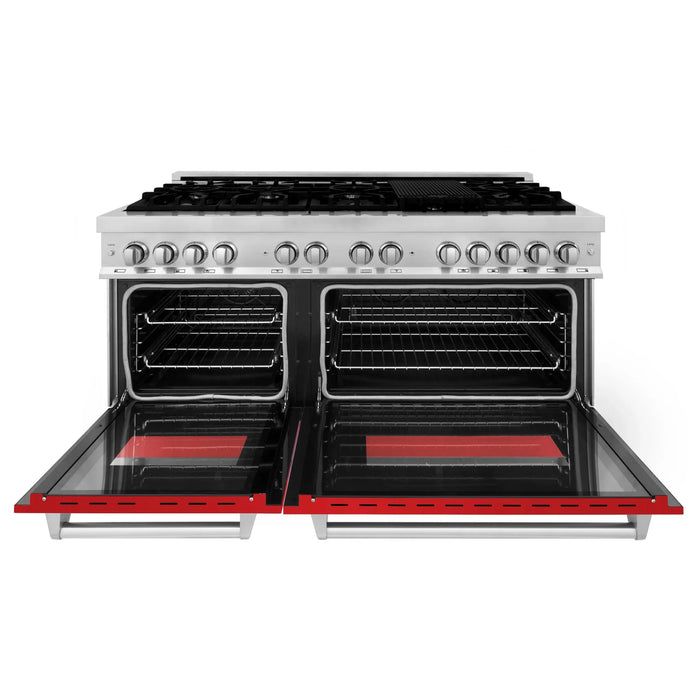 ZLINE 60" Professional Dual Fuel Range with Red Matte Door, RA-RM-60
