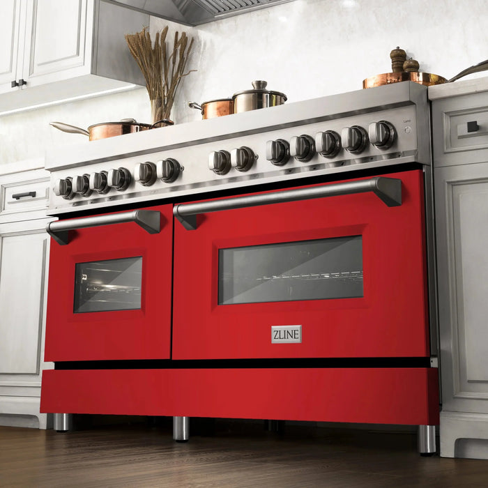 ZLINE 60" Professional Dual Fuel Range with Red Matte Door, RA-RM-60