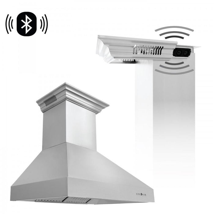 ZLINE 60" Professional Wall Range Hood, Built-in CrownSound® Bluetooth Speakers, 667CRN-BT-60