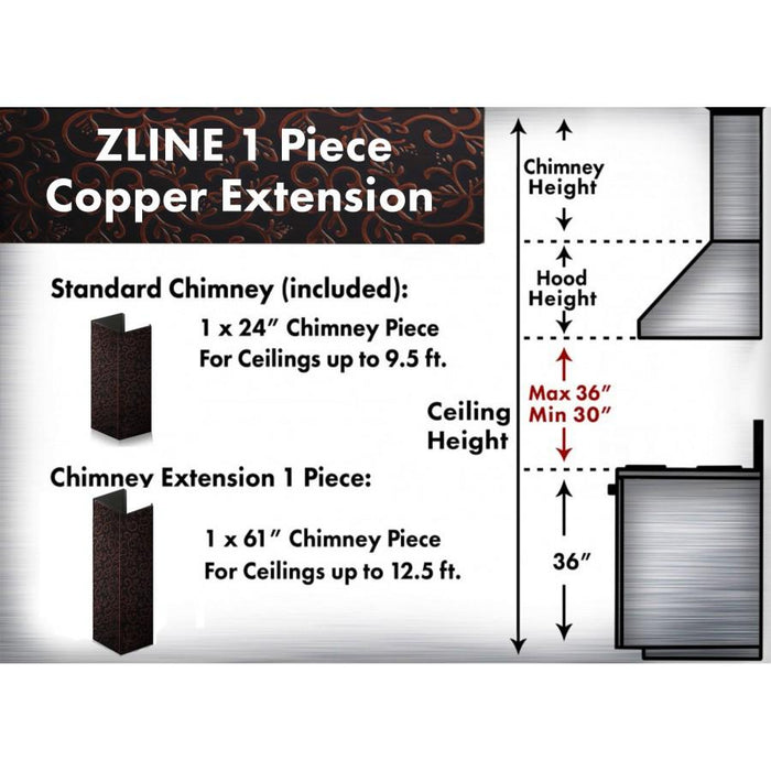 ZLINE 61"  Extended Chimney and Crown, 8KBH-E