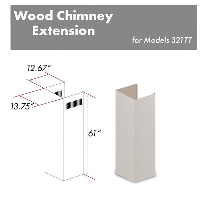 ZLINE 61" Wooden Chimney Extension for Ceilings up to 12.5', 321TT-E