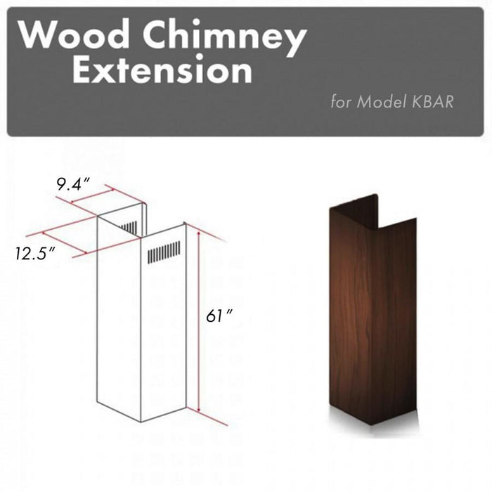 ZLINE 61" Wooden Chimney Extension for Ceilings up to 12.5', KBAR-E