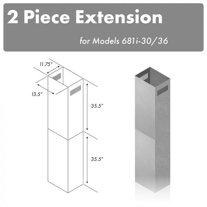 ZLINE 71" Extended Chimney, 2PCEXT-681i-30/36