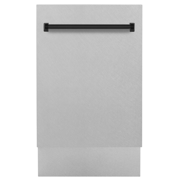 ZLINE Autograph 18" DuraSnow Dishwasher, Black handle DWVZ-SN-18-MB