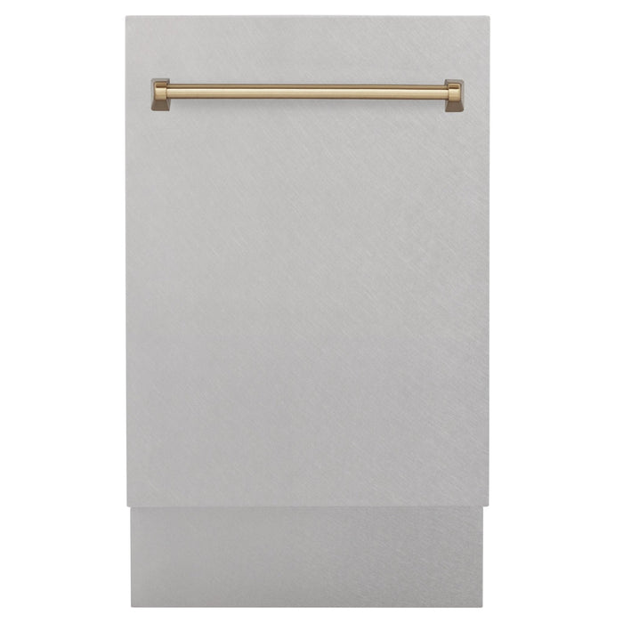 ZLINE Autograph 18" DuraSnow Dishwasher, Bronze Handle DWVZ-SN-18-CB