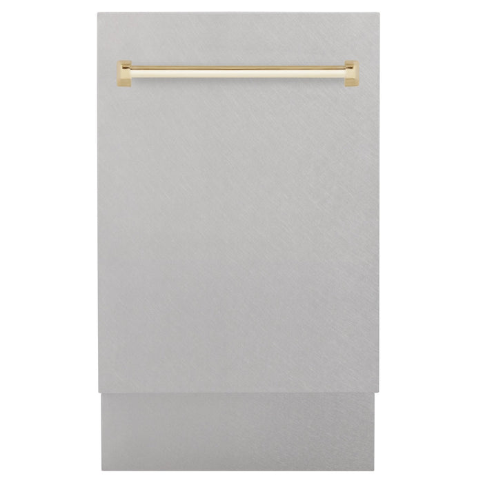 ZLINE Autograph 18" DuraSnow Dishwasher, Gold Handle DWVZ-SN-18-G