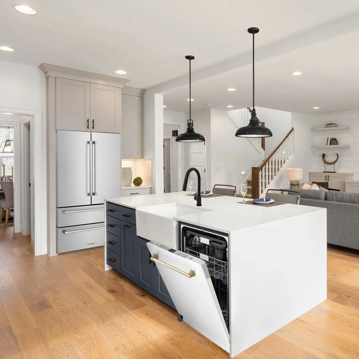 ZLINE Autograph 24" Dishwasher White Door, Gold DWMTZ-WM-24-G