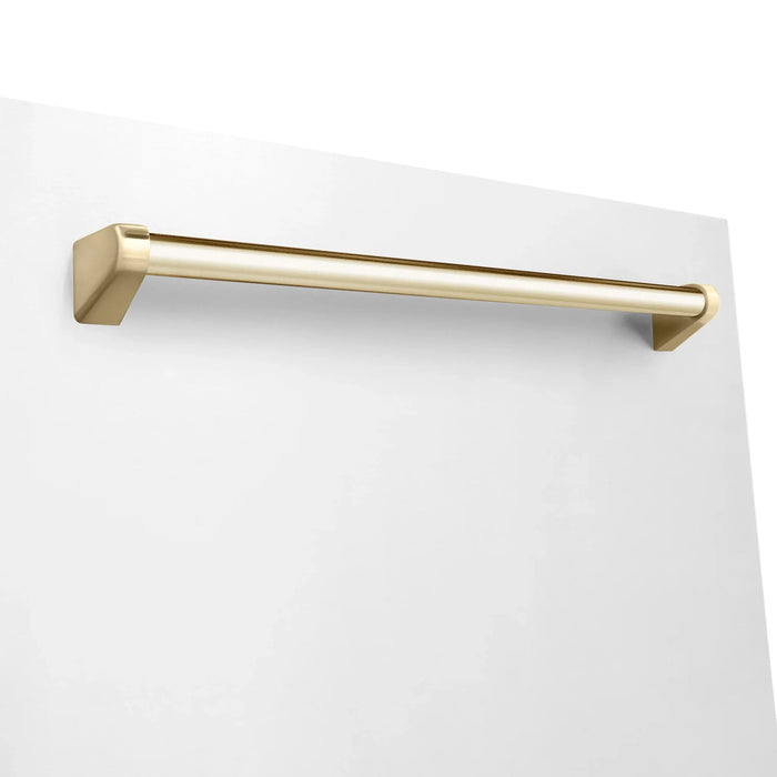 ZLINE Autograph 24" Dishwasher White Door, Gold DWMTZ-WM-24-G
