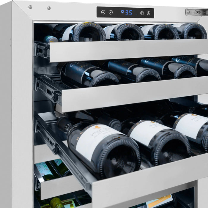 ZLINE Autograph 24 in. Dual Zone 44 Bottle Wine Cooler With Stainless Steel Glass Door And Matte Black Handle RWDOZ-GS-24-MB