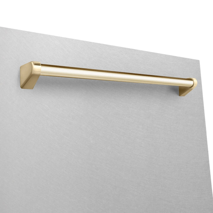 ZLINE Autograph Edition 24" Dishwasher DuraSnow, Gold DWMTZ-SN-24-G