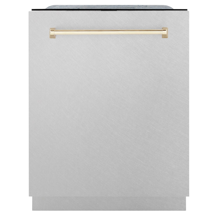 ZLINE Autograph Edition 24" Dishwasher DuraSnow, Gold DWMTZ-SN-24-G