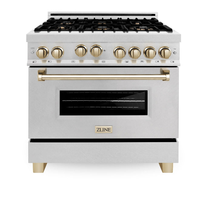 ZLINE Autograph Edition 36" Dual Fuel Range, Gold Accents, RAZ-36-G