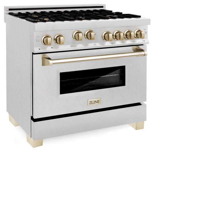 ZLINE Autograph Edition 36" Dual Fuel Range, Gold Accents, RAZ-36-G