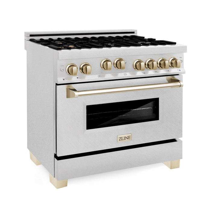 ZLINE Autograph Edition 36" Dual Fuel Range, Gold Accents, RAZ-36-G