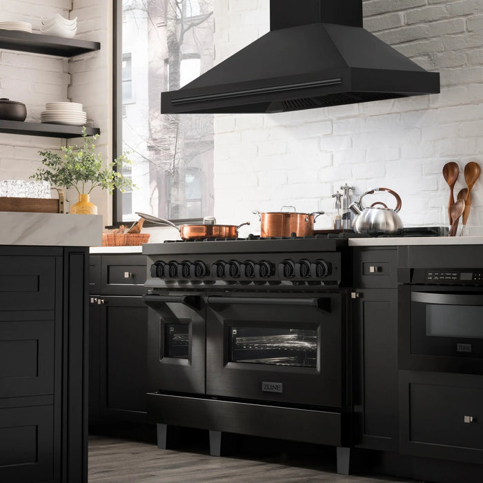 ZLINE Black Stainless Steel Range Hood with Black Stainless Steel Handle - BS655-48-BS