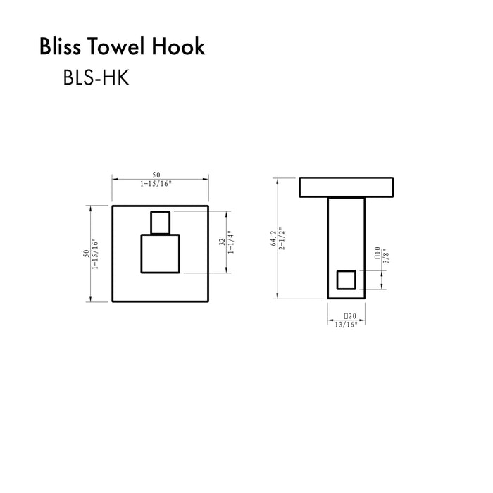 ZLINE Bliss Towel Hook BLS-HK-CH