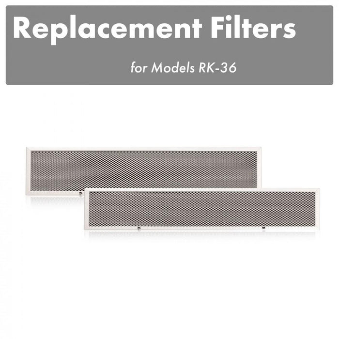ZLINE Charcoal Filters (Set of 2) for 36" Under Cabinet Range Hoods, CF-RK-36