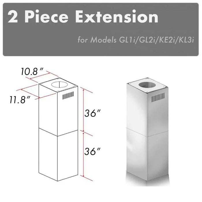 ZLINE Chimney Extension for 10'-12' Ceiling, 2PCEXT-GL1i/GL2i/KE2i/KL3i