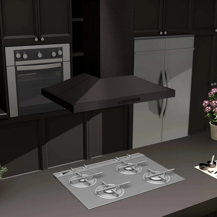 ZLINE Convertible Vent Island Mount Range Hood in Black Stainless Steel BSGL2iN-42