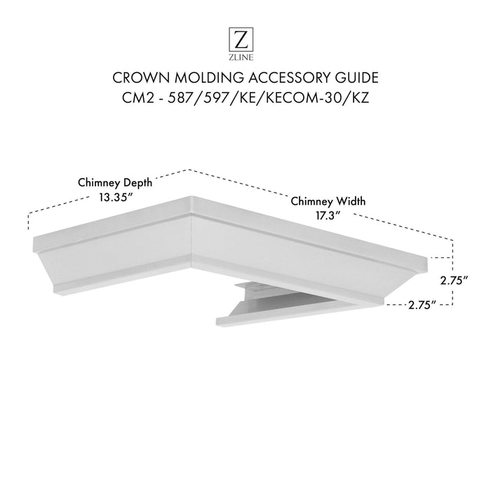 ZLINE Crown Molding #2 for Wall Range Hood, CM2-587/597/KE/KECOM-30/KZ