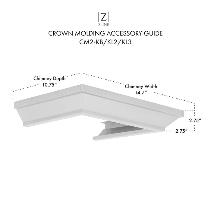 ZLINE Crown Molding #2 for Wall Range Hoods, CM2-KB/KL2/KL3