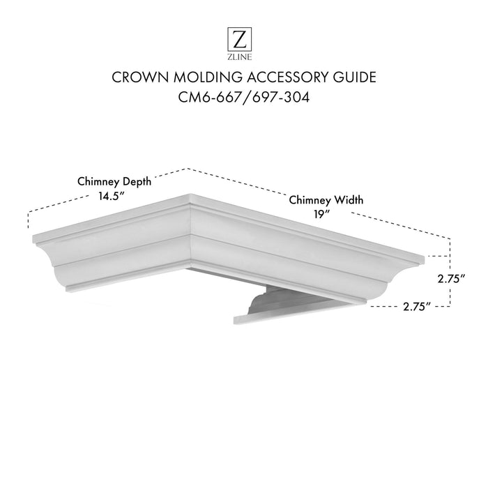 ZLINE Crown Molding Profile 6 Wall Mount RangeHood CM6-667/697-304