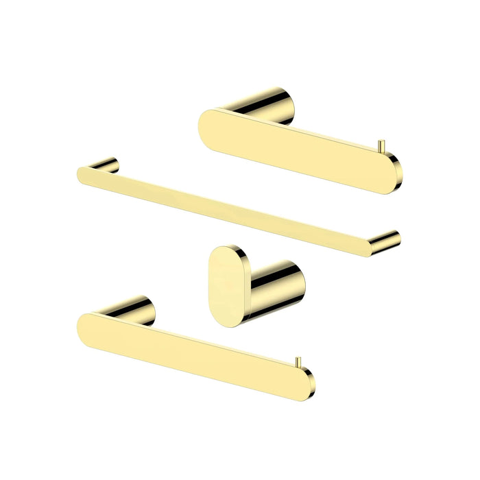 ZLINE Crystal Bay Bathroom Accessories Package with Towel Rail, Hook, Ring and Toilet Paper Holder, 4BP-CBYACC-PG