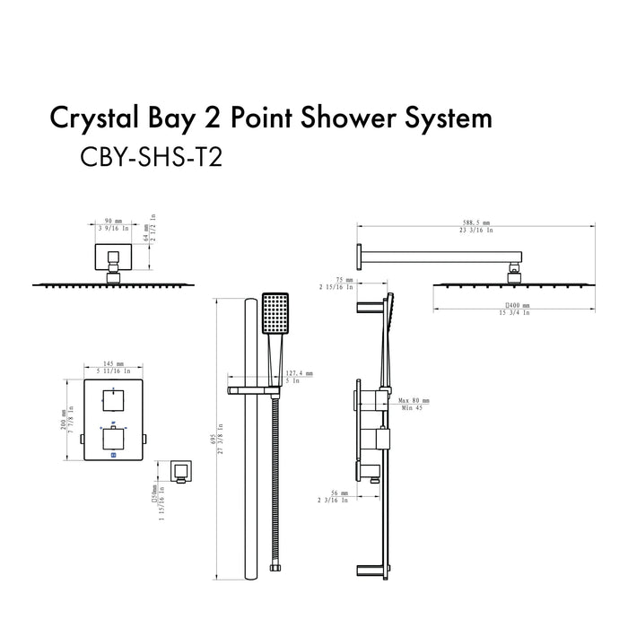 ZLINE Crystal Bay Thermostatic Shower System CBY-SHS-T2-BN