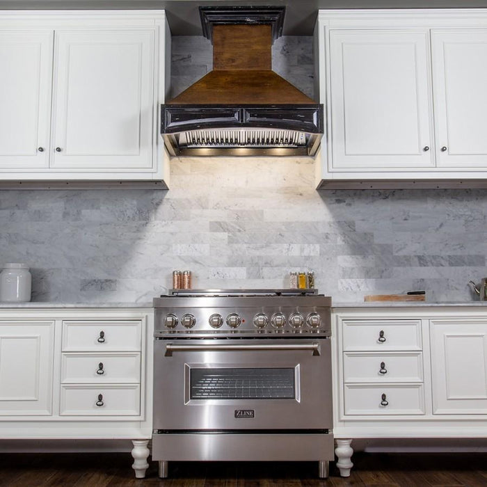 ZLINE 42" Wooden Wall Range Hood, Antigua and Walnut, 321AR-RS-42-400