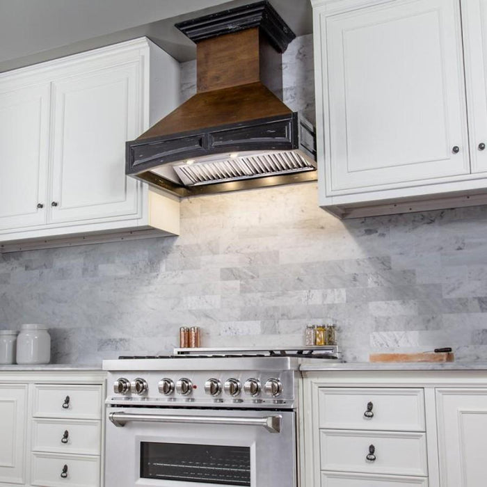 ZLINE 42" Wooden Wall Range Hood, Antigua and Walnut, 321AR-RS-42-400