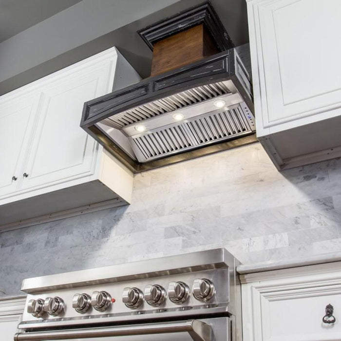 ZLINE 42" Wooden Wall Range Hood, Antigua and Walnut, 321AR-RS-42-400