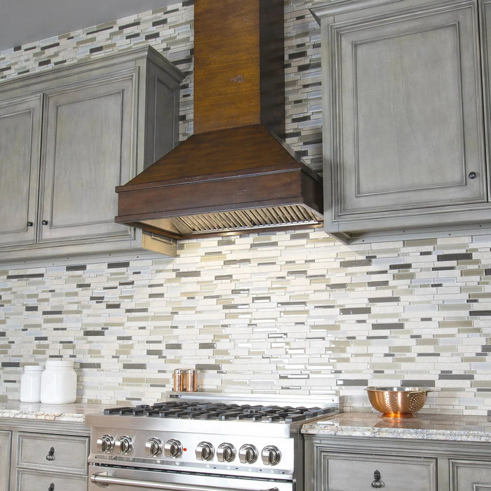 ZLINE 30" Wooden Wall Mount Range Hood in Walnut and Hamilton - Includes Motor 329WH-30