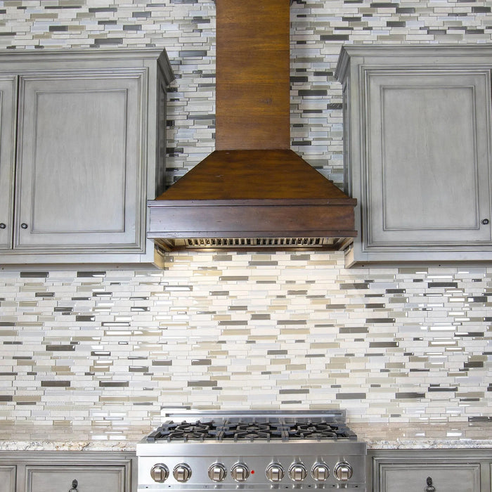 ZLINE 30" Wooden Wall Mount Range Hood in Walnut and Hamilton - Includes Motor 329WH-30