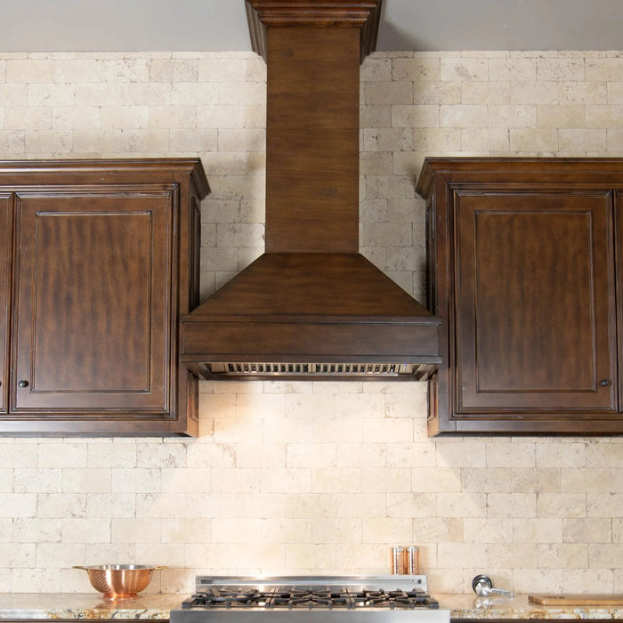 ZLINE 30" Wooden Wall Mount Range Hood in Walnut and Hamilton - Includes Motor 329WH-30