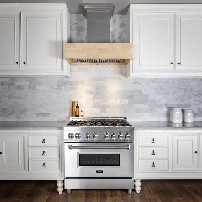 ZLINE 36"  Wooden Wall Mount Range Hood, Butcher Block, 681M-36