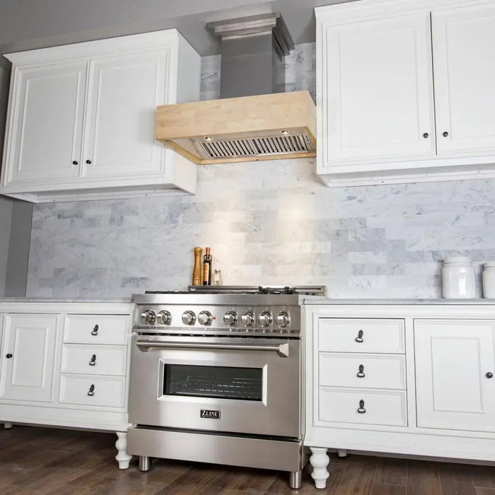 ZLINE 36"  Wooden Wall Mount Range Hood, Butcher Block, 681M-36