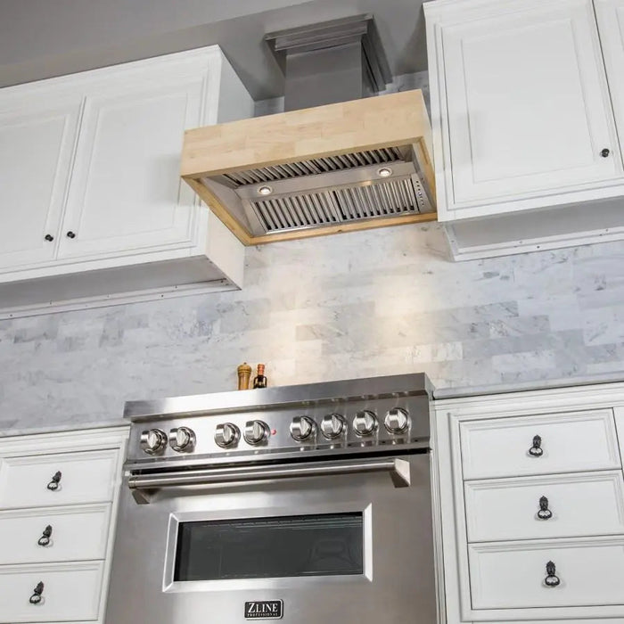 ZLINE 36"  Wooden Wall Mount Range Hood, Butcher Block, 681M-36