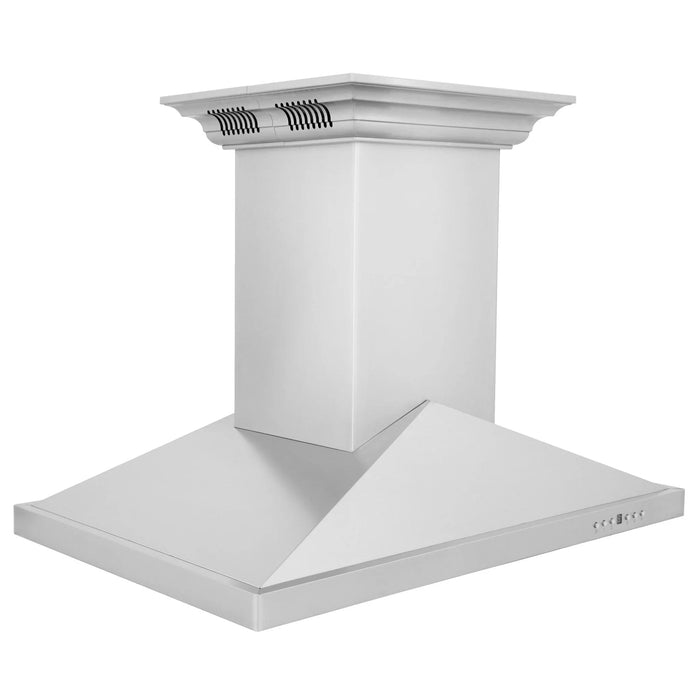 ZLINE Ducted Vent Island Mount Range Hood in Stainless Steel with Built-in ZLINE CrownSound Bluetooth Speakers GL1iCRN-BT-30