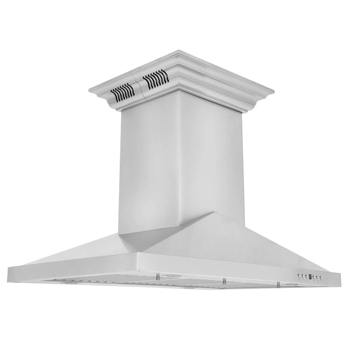 ZLINE Ducted Vent Island Mount Range Hood in Stainless Steel with Built-in ZLINE CrownSound Bluetooth Speakers GL1iCRN-BT-36