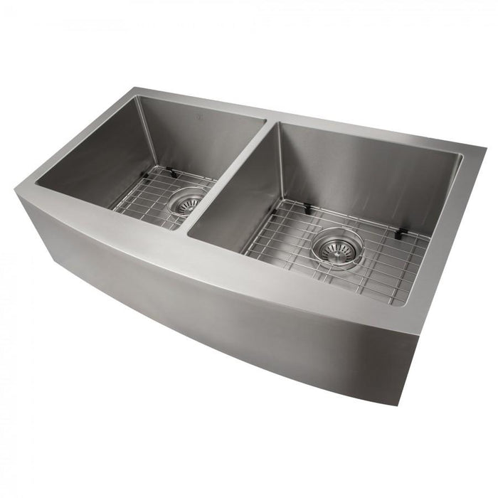ZLINE Farmhouse 36" Double Bowl Apron Sink Stainless Steel, SA50D-36