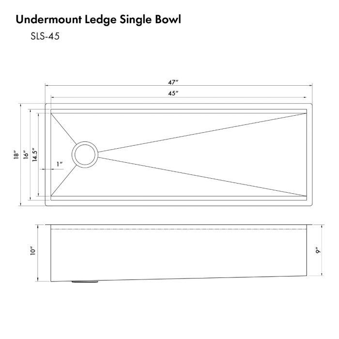 ZLINE Garmisch 45" Undermount Single Bowl, DuraSnow Stainless, SLS-45S