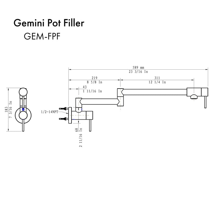 ZLINE Gemini Pot Filler GEM-FPF-PG