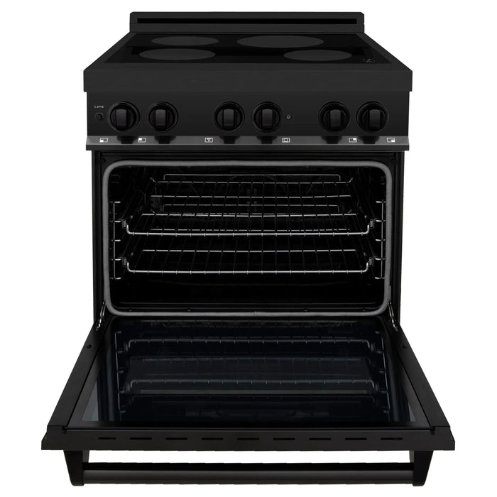 ZLINE Induction Range with a 4 Element Stove and Electric Oven in Black Stainless Steel RAIND-BS-30