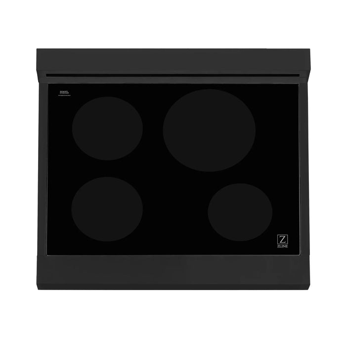ZLINE Induction Range with a 4 Element Stove and Electric Oven in Black Stainless Steel RAIND-BS-30
