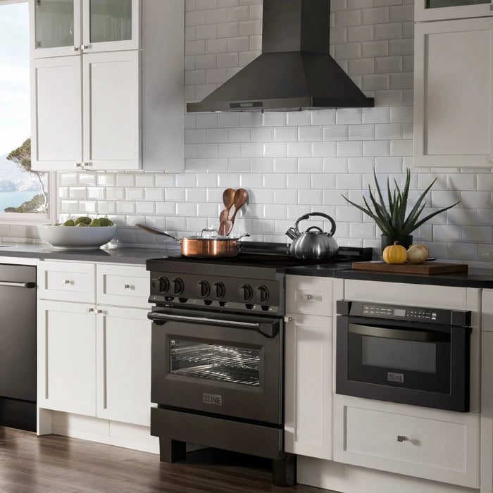 ZLINE Induction Range with a 4 Element Stove and Electric Oven in Black Stainless Steel RAIND-BS-30